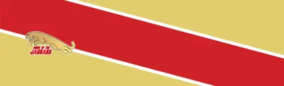 gold and red striped banner with John M. James Public School logo