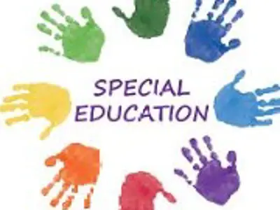 the words special education surrounded by many different coloured hands