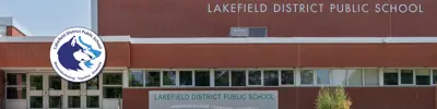 exterior picture of Lakefield District Public School and their logo