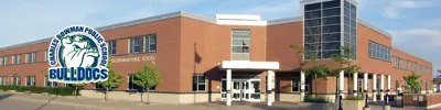 exterior picture of Charles Bowman Public School and their logo