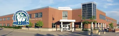 exterior picture of Charles Bowman Public School and their logo
