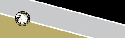 gold, gray and black striped banner and Grafton Public School logo
