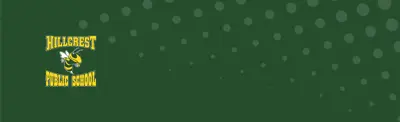 plain green banner with dots and Hillcrest Public School logo