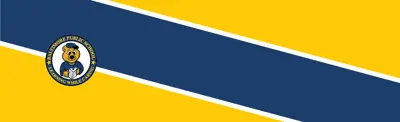 yellow and blue striped banner with Baltimore Public School logo