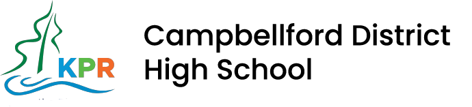 gray and white checkerboard background with KPR logo and Campbellford District High School written in black