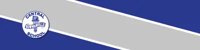 blue and gray striped banner with Central Public School logo