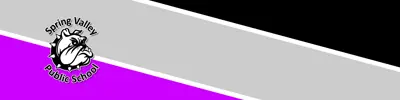 purple gray and black striped banner with Spring Valley Public School logo