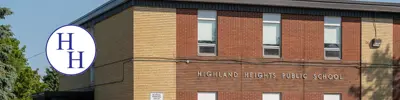 exterior picture of Highland Heights Public School and their logo