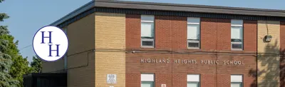 exterior picture of Highland Heights Public School and their logo