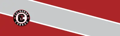 red and gray striped banner with Colborne Public School logo