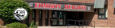 exterior picture of Edmison Heights Public School and their logo