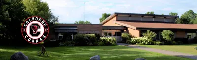 exterior picture of Colborne Public School and their logo