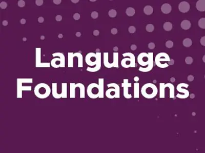 purple banner with Language Foundations written on it